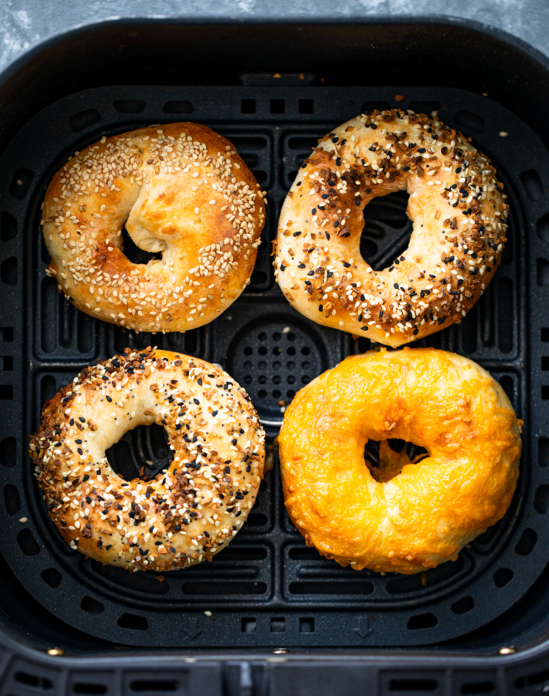 four bagels in air fryer