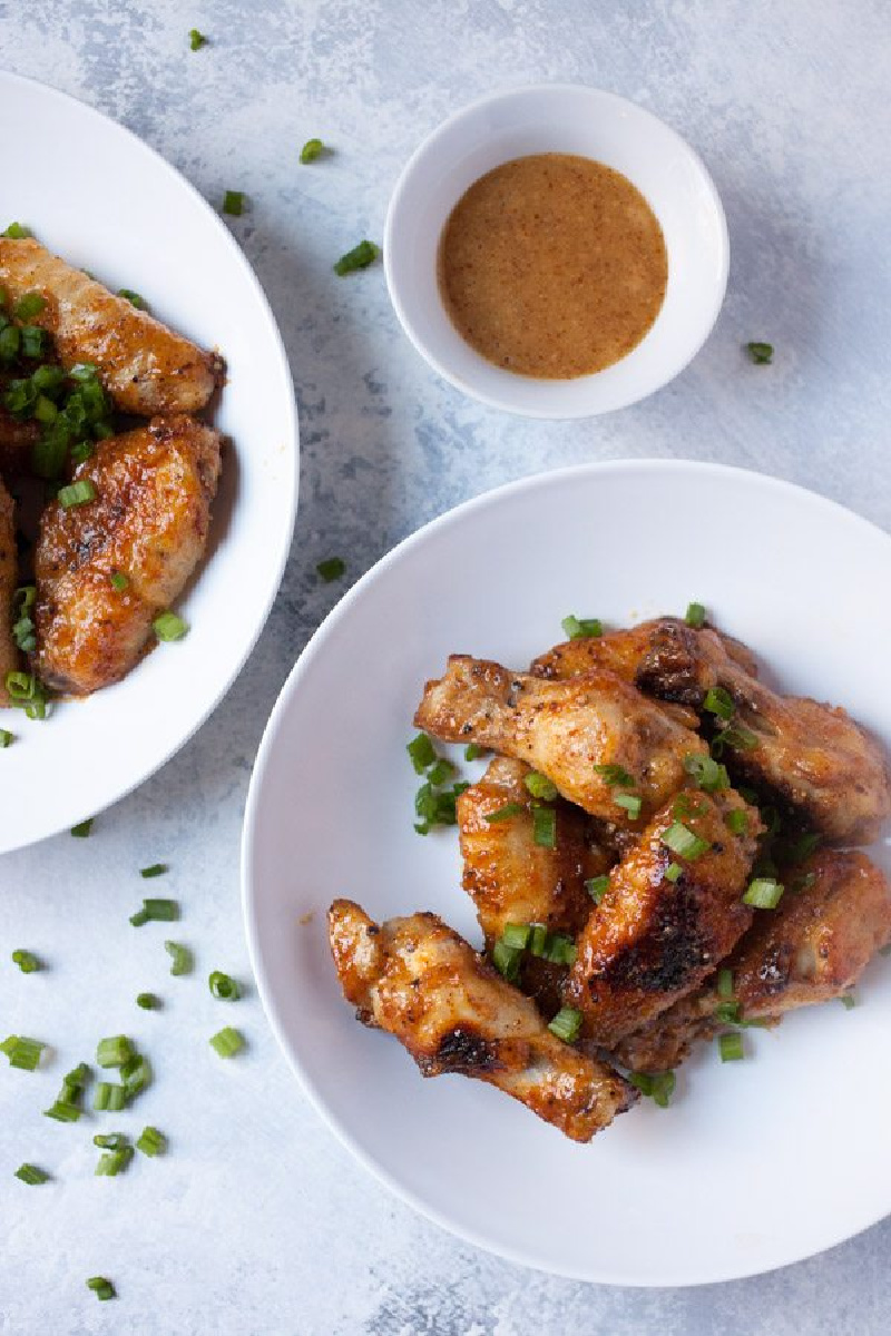 plate of baked honey mustard wings