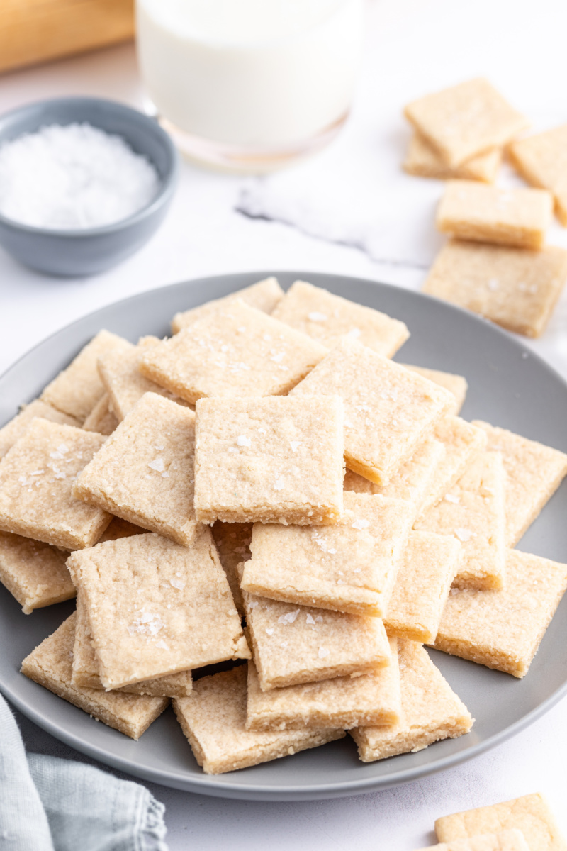 butterscotch shortbread squares on a platter