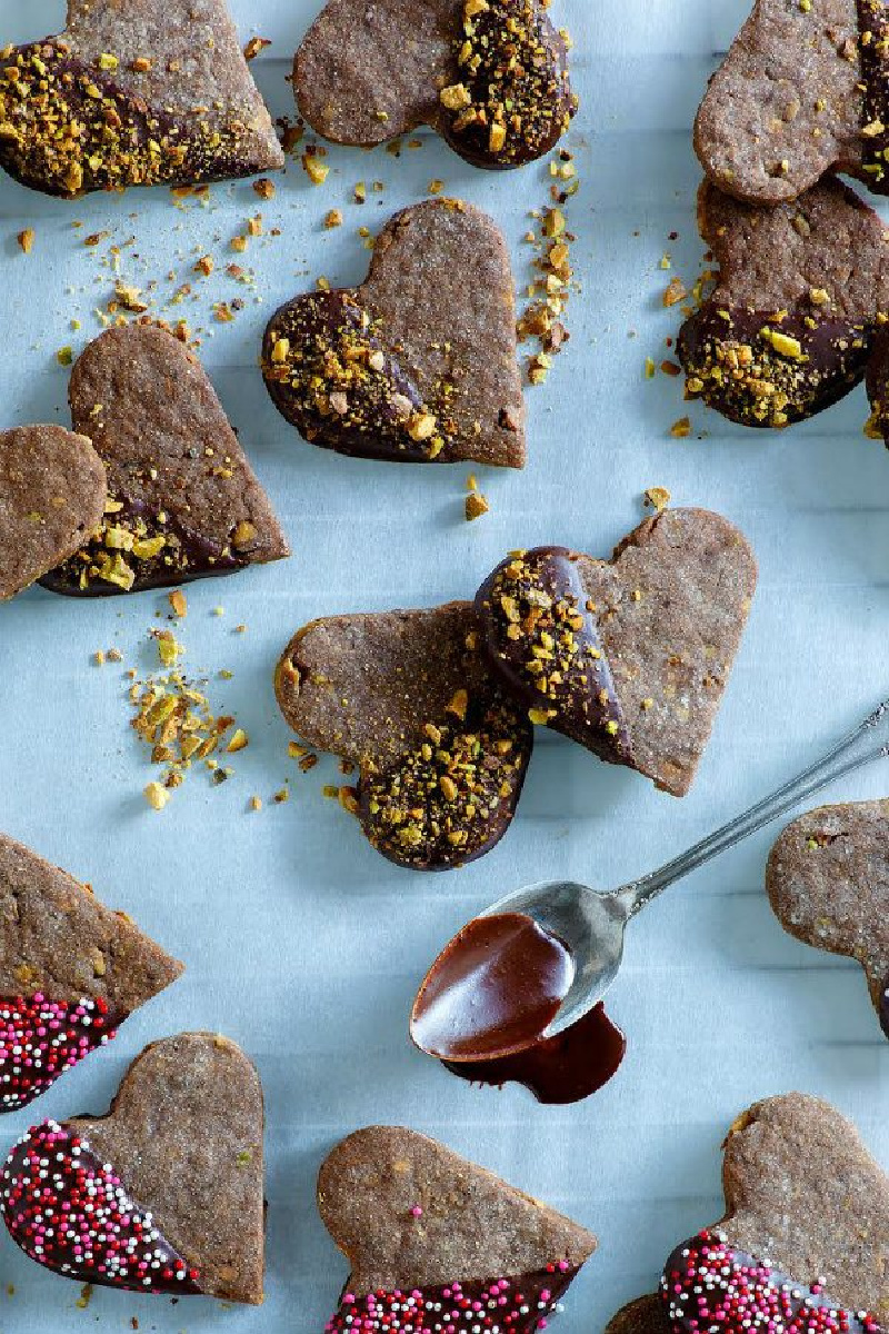 chocolate pistachio cut out cookies