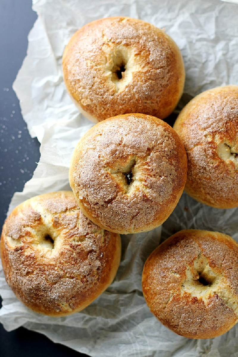 several french toast bagels