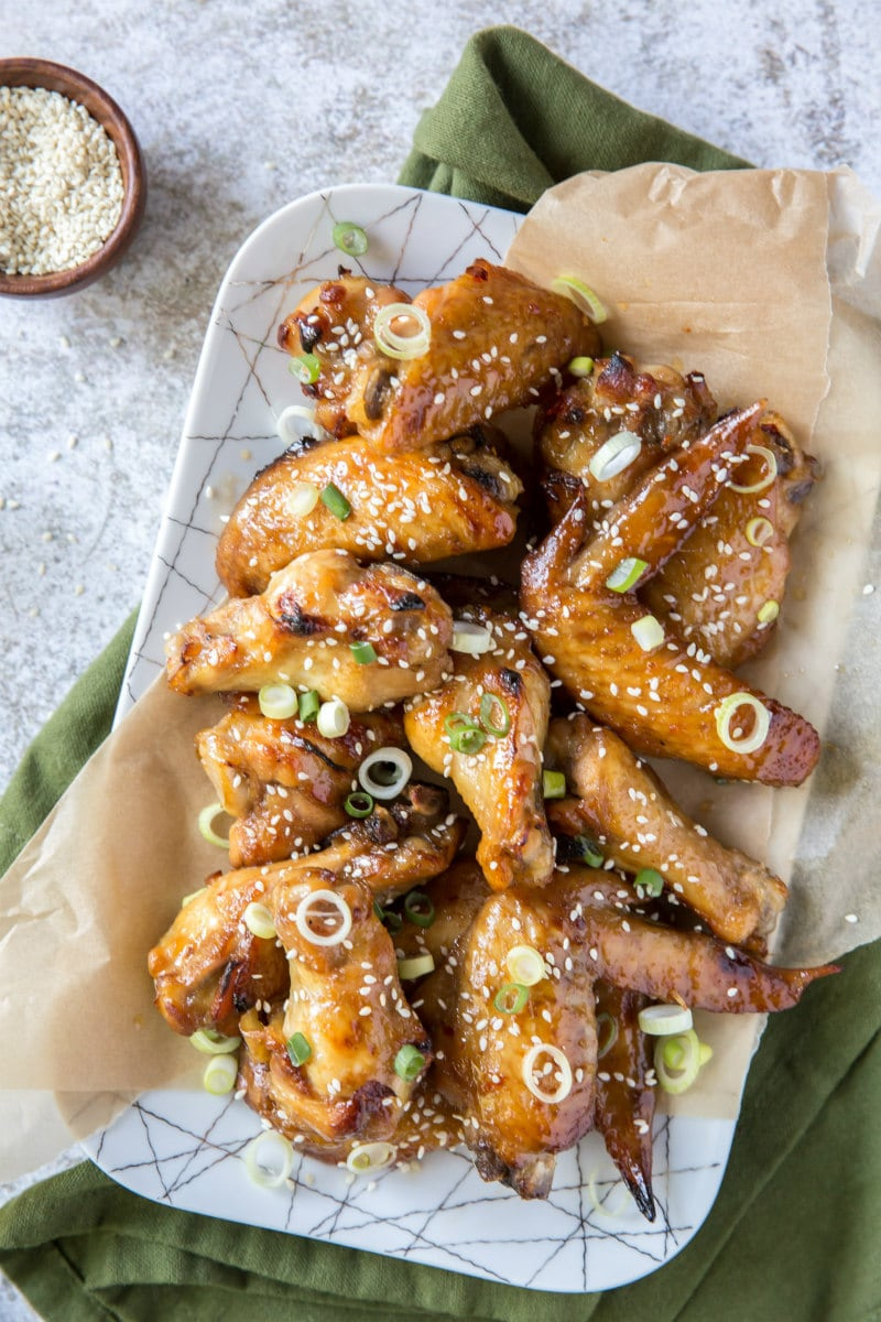 plate of sweet chili glazed chicken wings