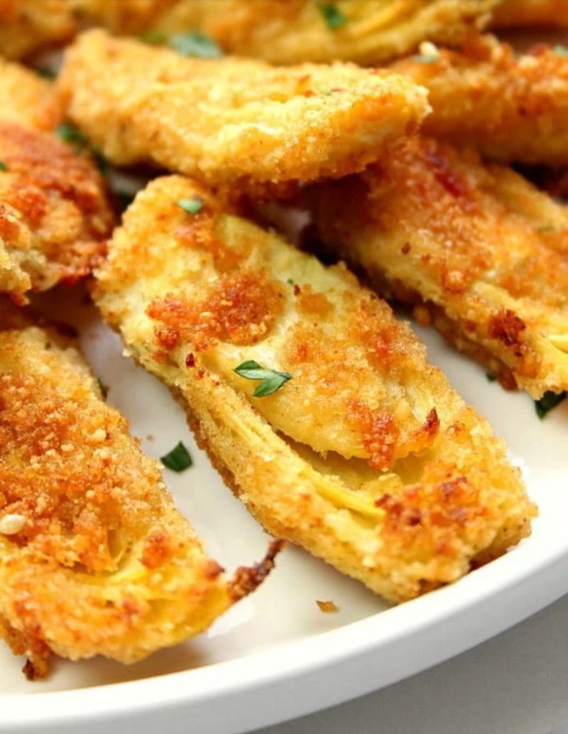 baked artichoke hearts on plate