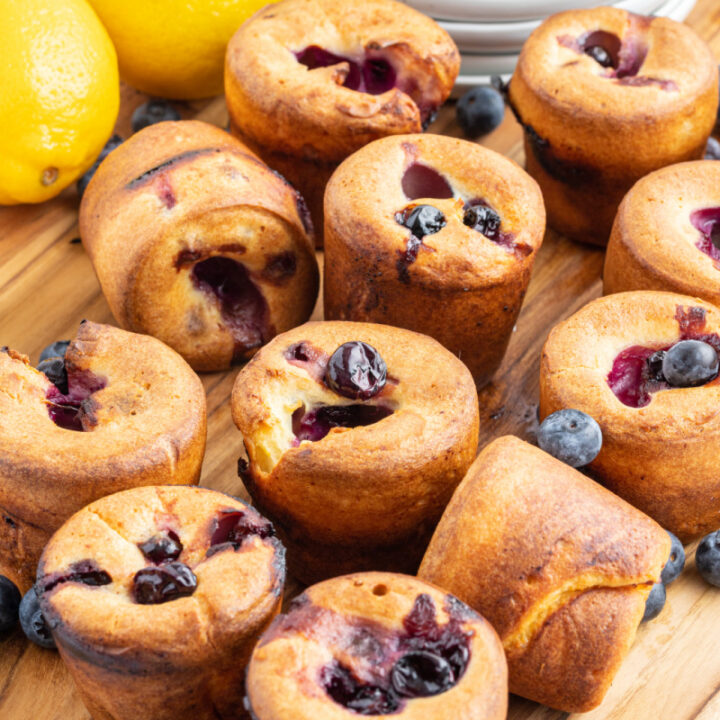blueberry popovers on a board