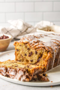 loaf of cinnamon raisin bread sliced open