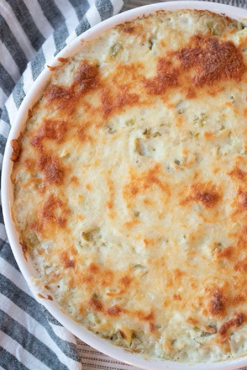 jalapeno artichoke dip in dish