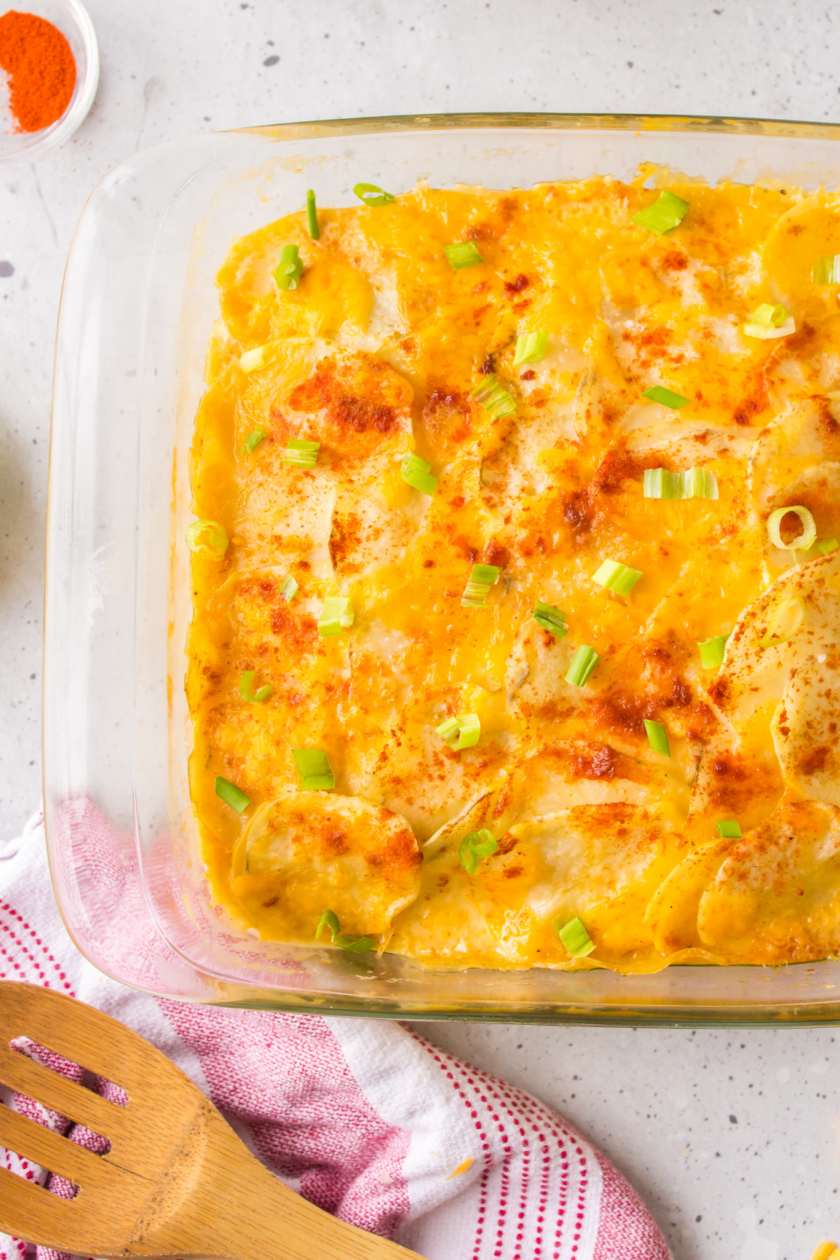 microwave scalloped potatoes in baking dish