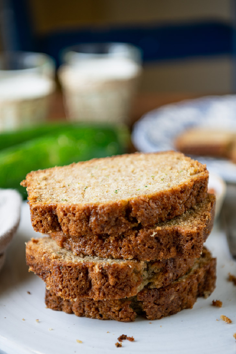 stacked slices of morning glory farm zucchini bread