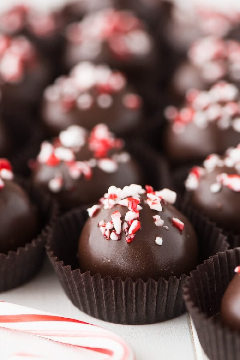 peppermint oreo truffles in candy papers
