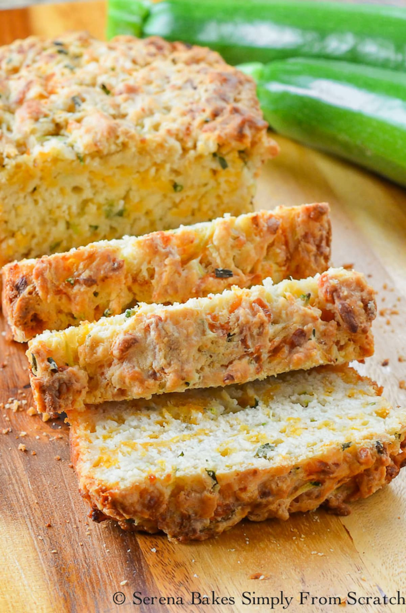 sliced zucchini cheddar cheese herb beer bread