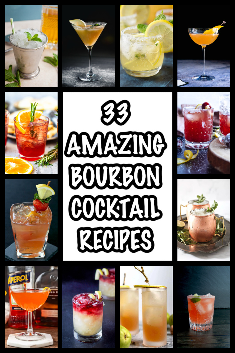 Bourbon cocktail recipes collage PIN
