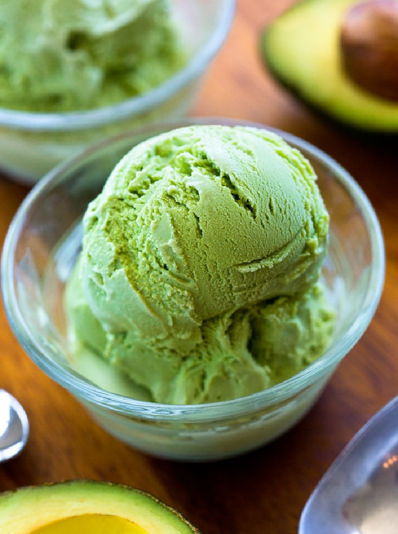 avocado ice cream in dish