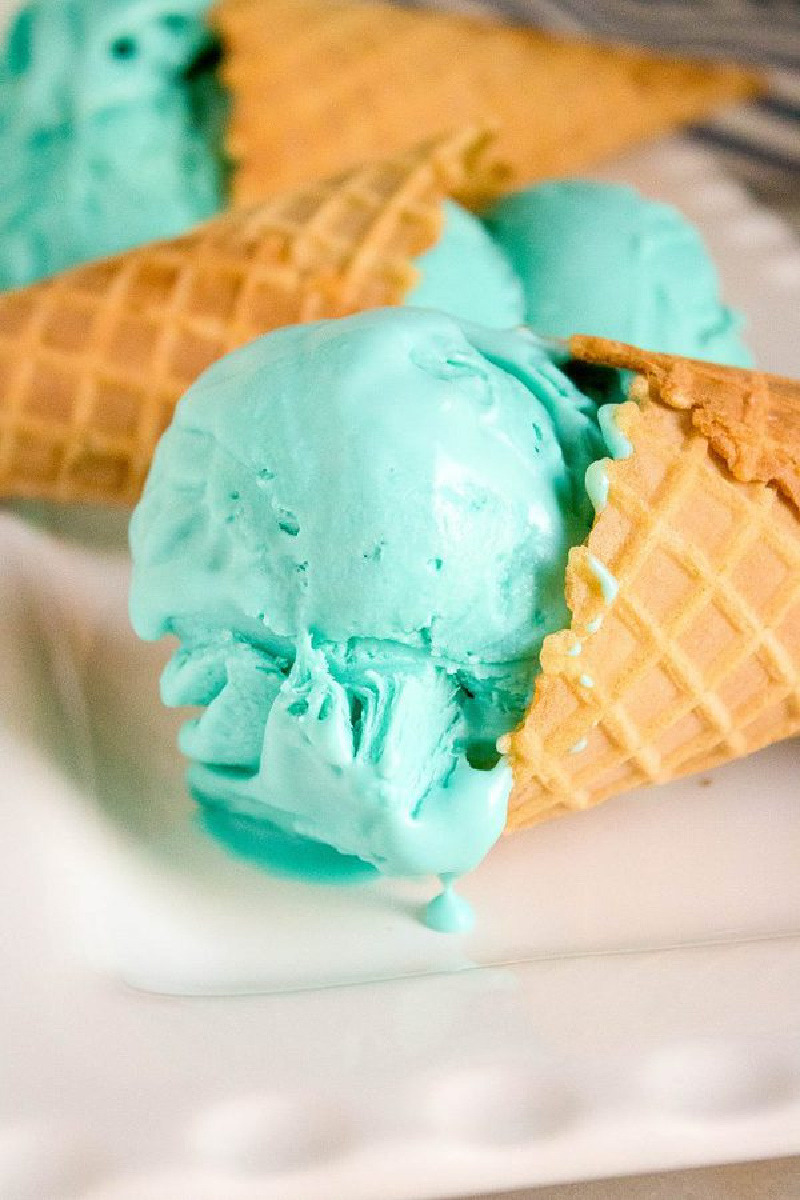 blue moon ice cream on cones