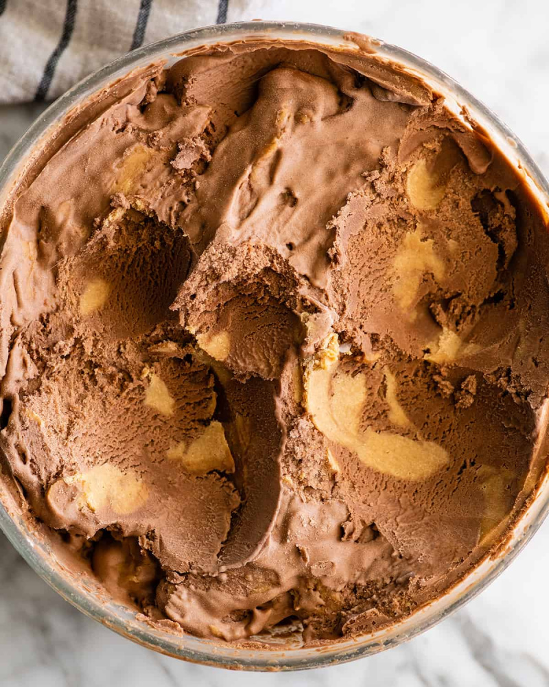 tub of chocolate peanut butter ice cream