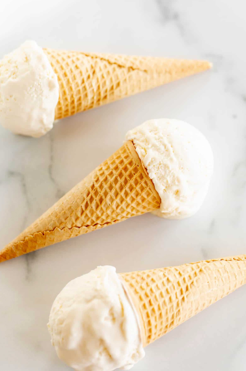 marshmallow ice cream scoops on cones