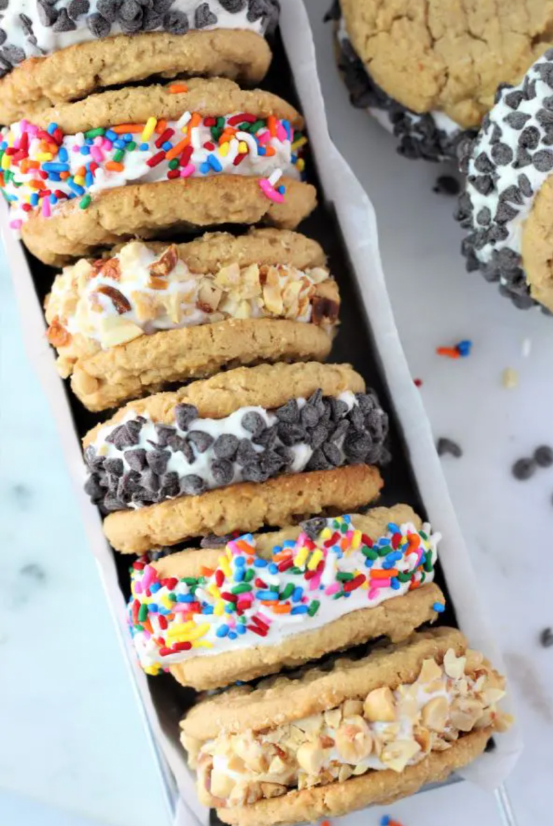 peanut butter cookie ice cream sandwiches