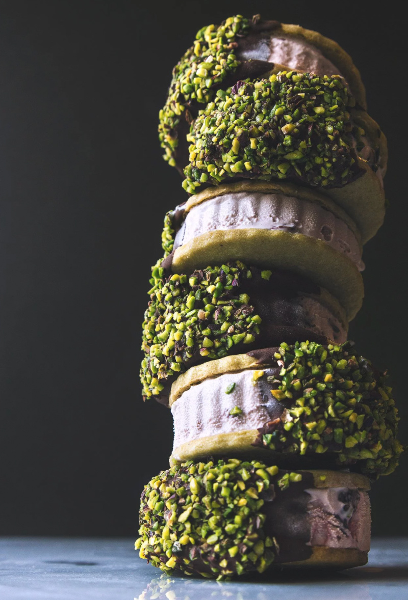 stack of spumoni ice cream sandwiches