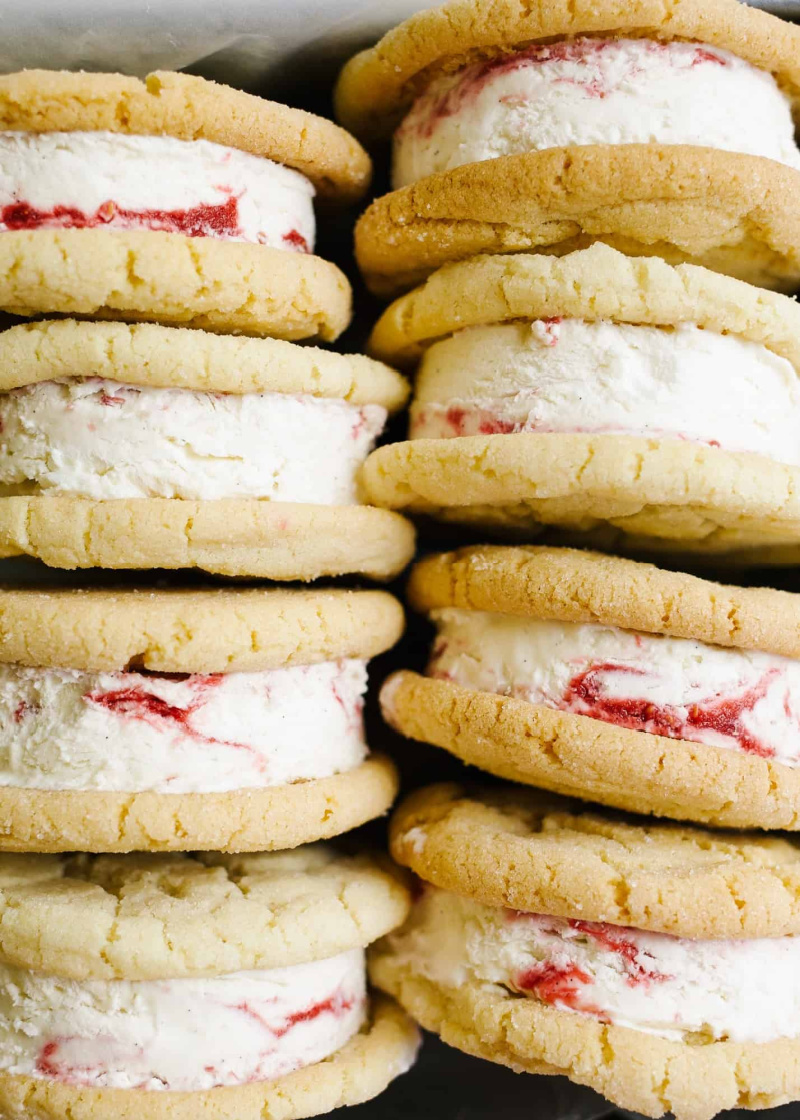 sugar cookie raspberry ripple ice cream sandwiches