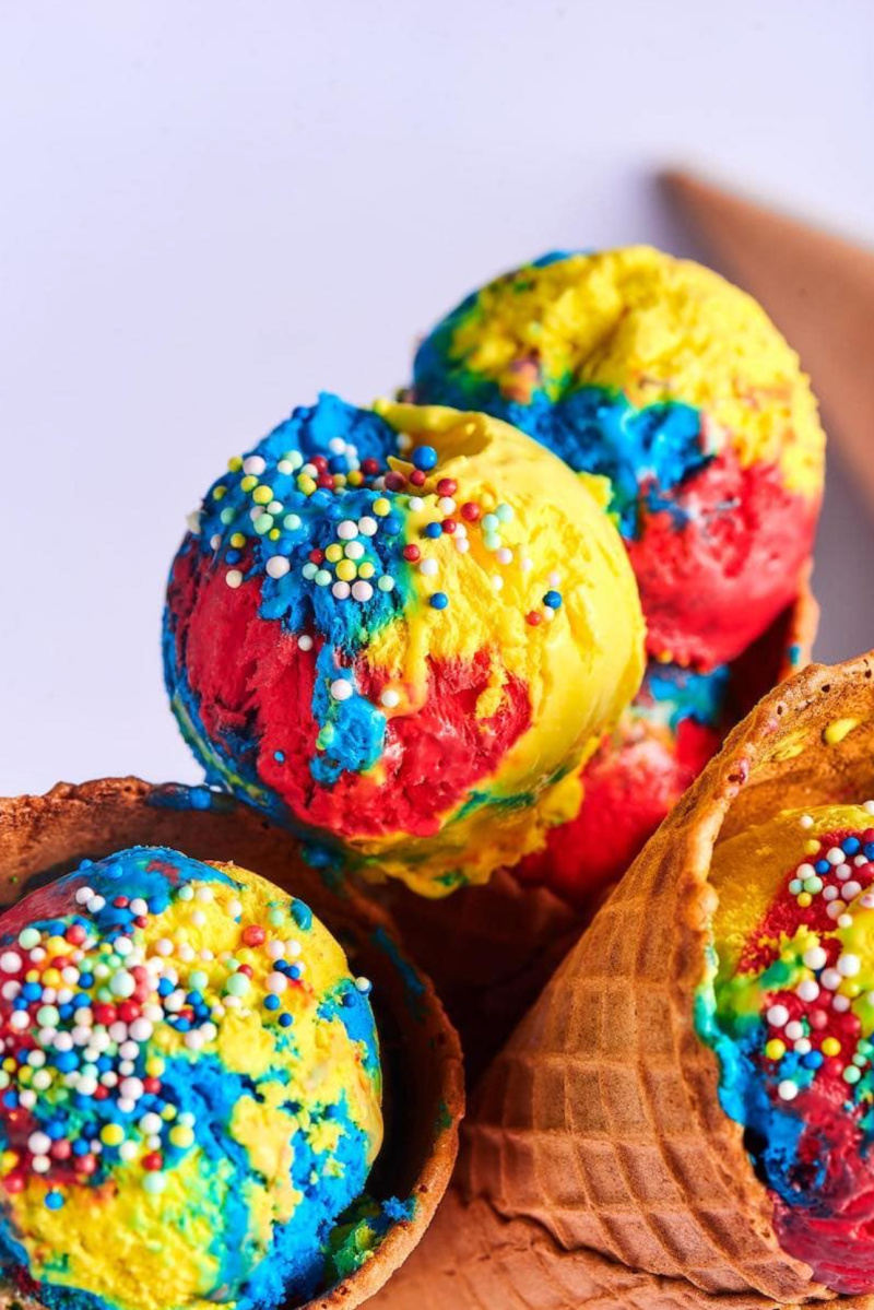 Superman ice cream scoops on cones