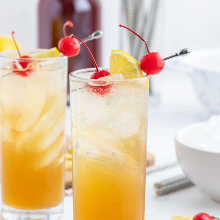 two glasses of whiskey sour punch