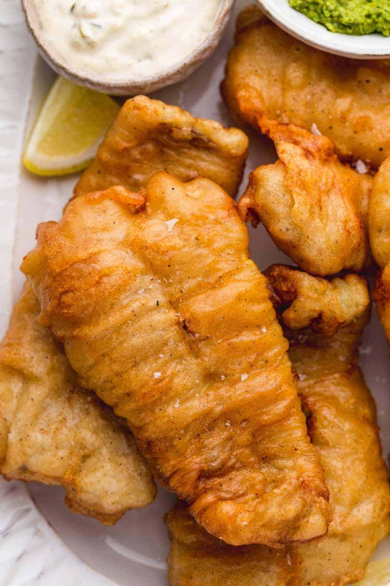 several pieces of beer battered fish