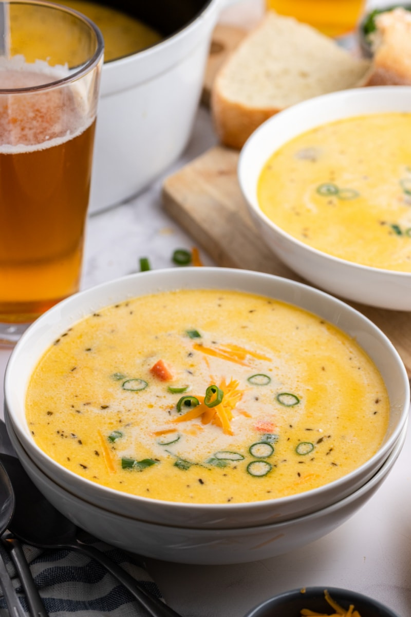 beer cheese soup in a bowl