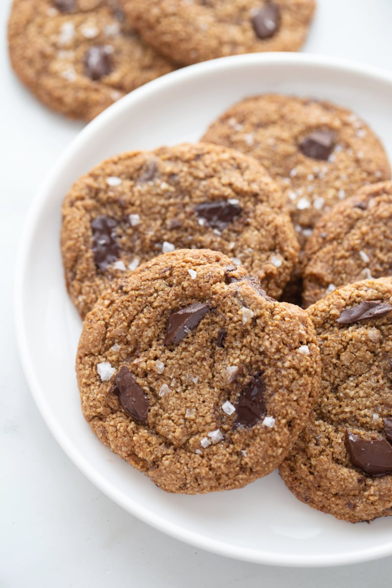 paleo chocolate chip cookies on a plate