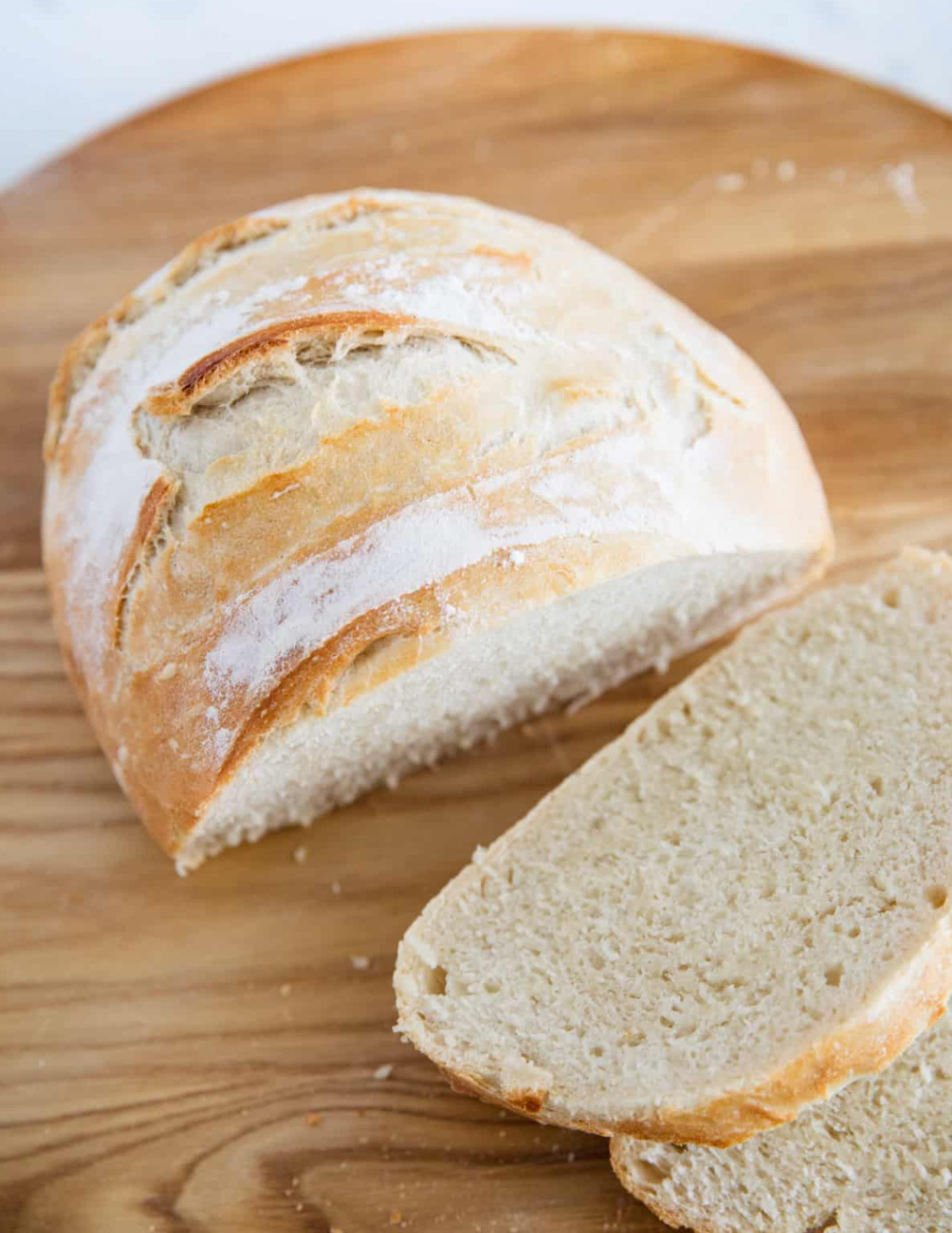 3 ingredient artisan bread sliced open
