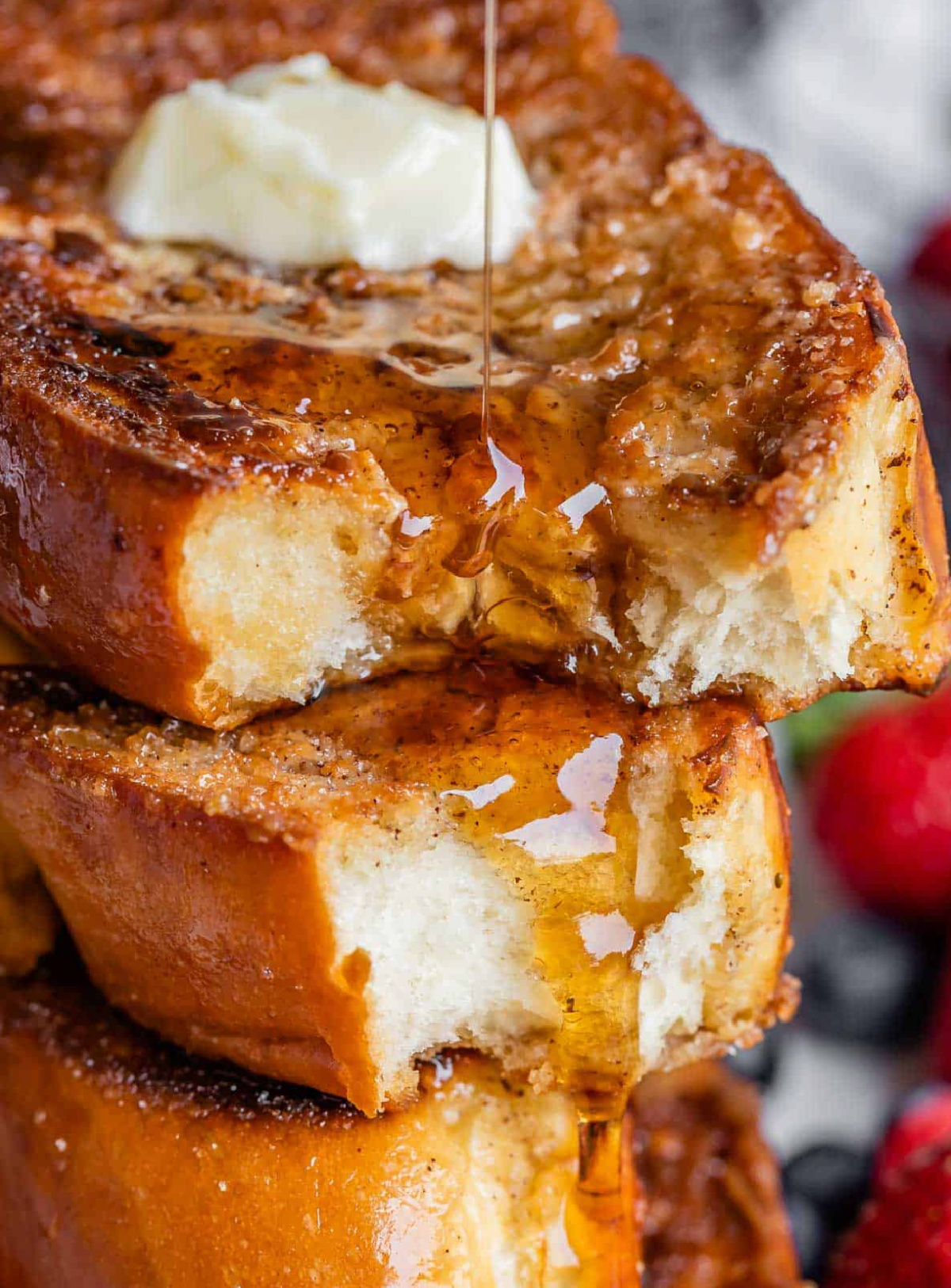 stacked slices of caramelized french toast