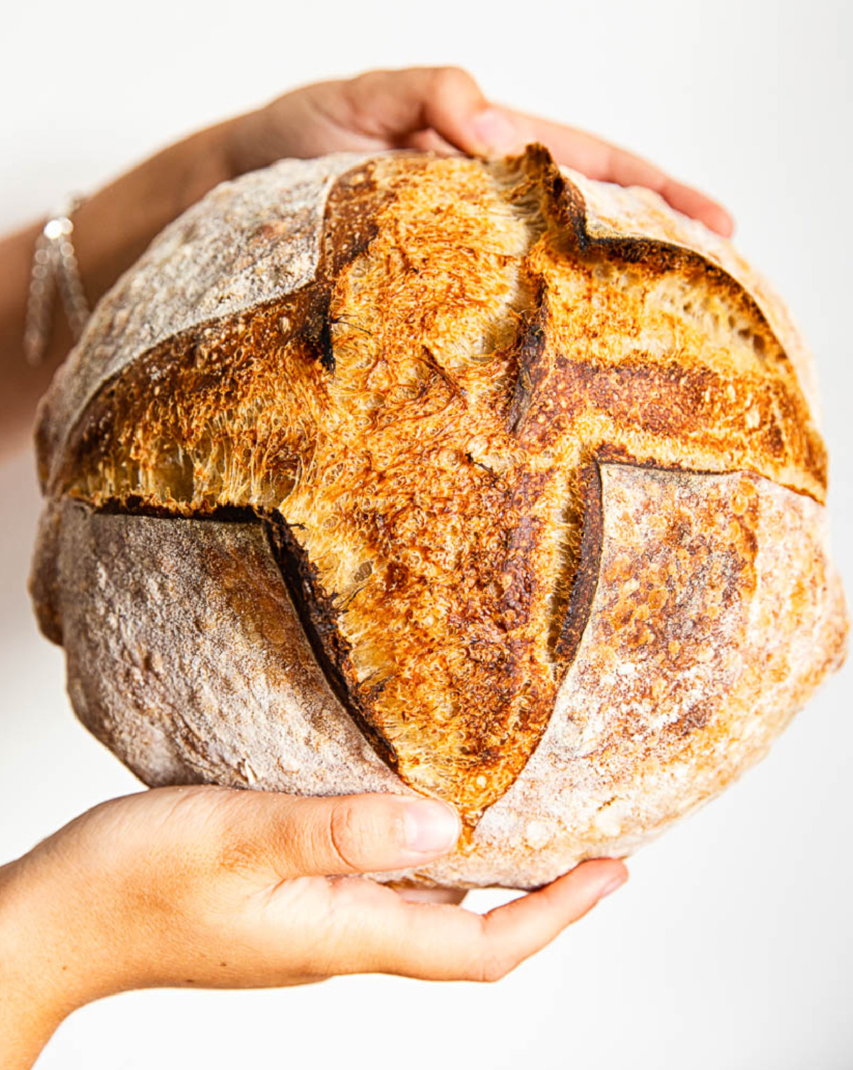 round loaf of sourdough bread