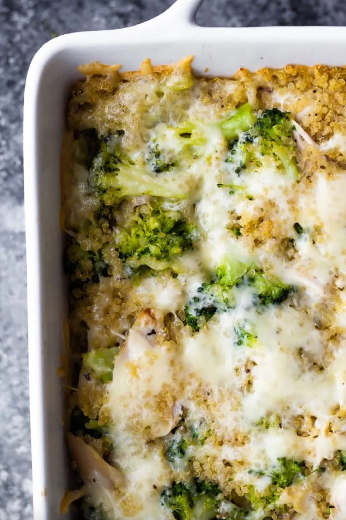 Broccoli Quinoa Casserole in baking dish