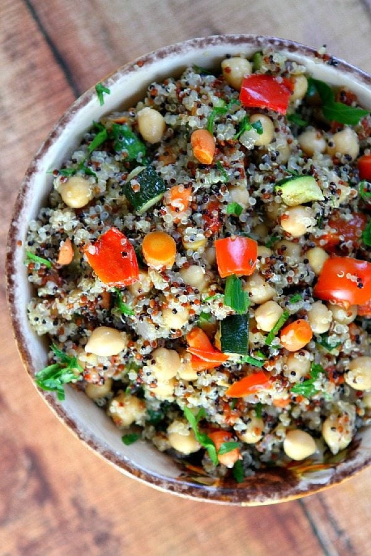 roasted vegetable quinoa in bowl