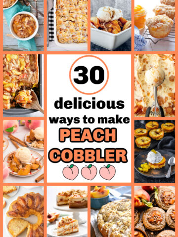 pinterest image for collage of peach cobbler recipes