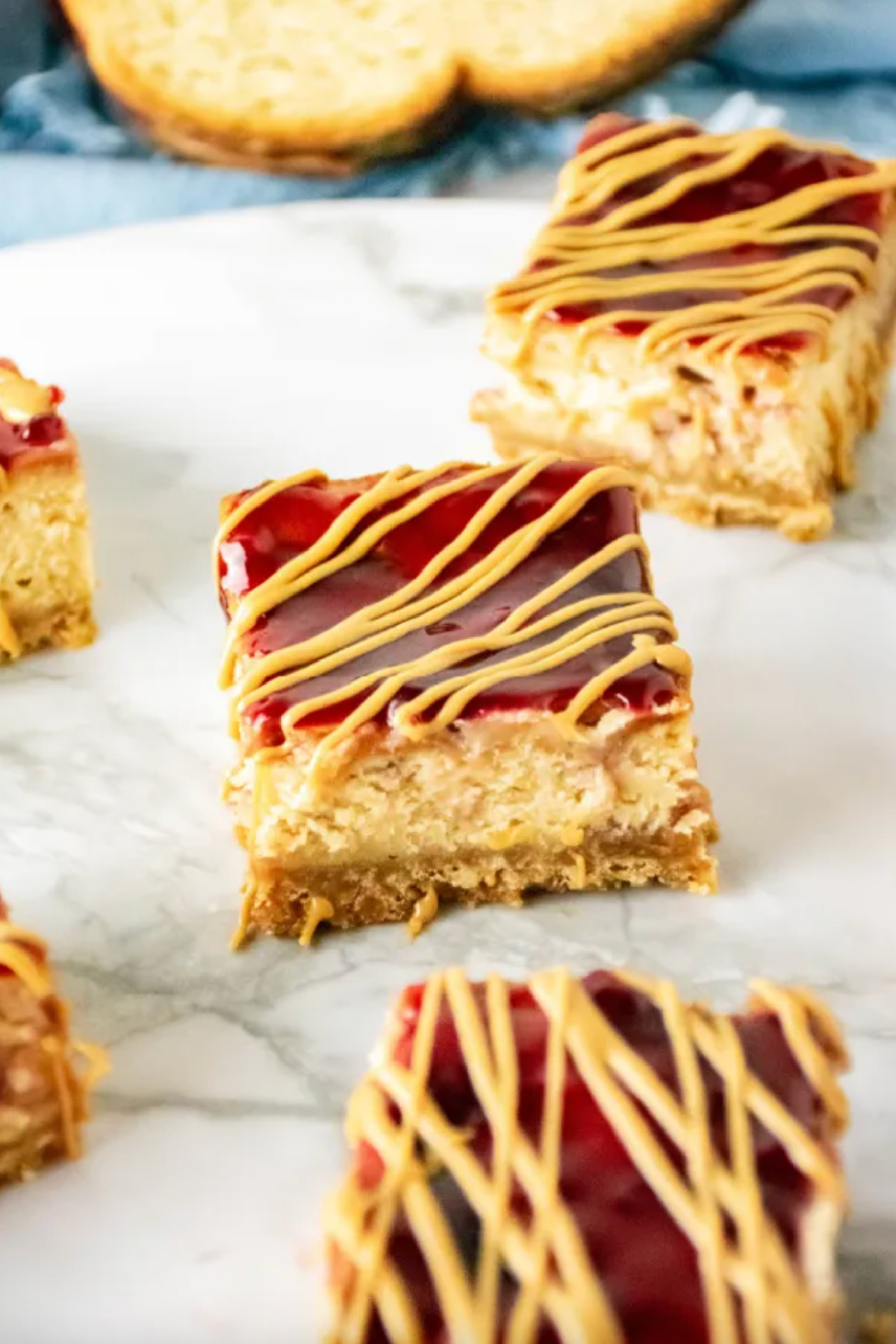 peanut butter and jelly cheesecake bars