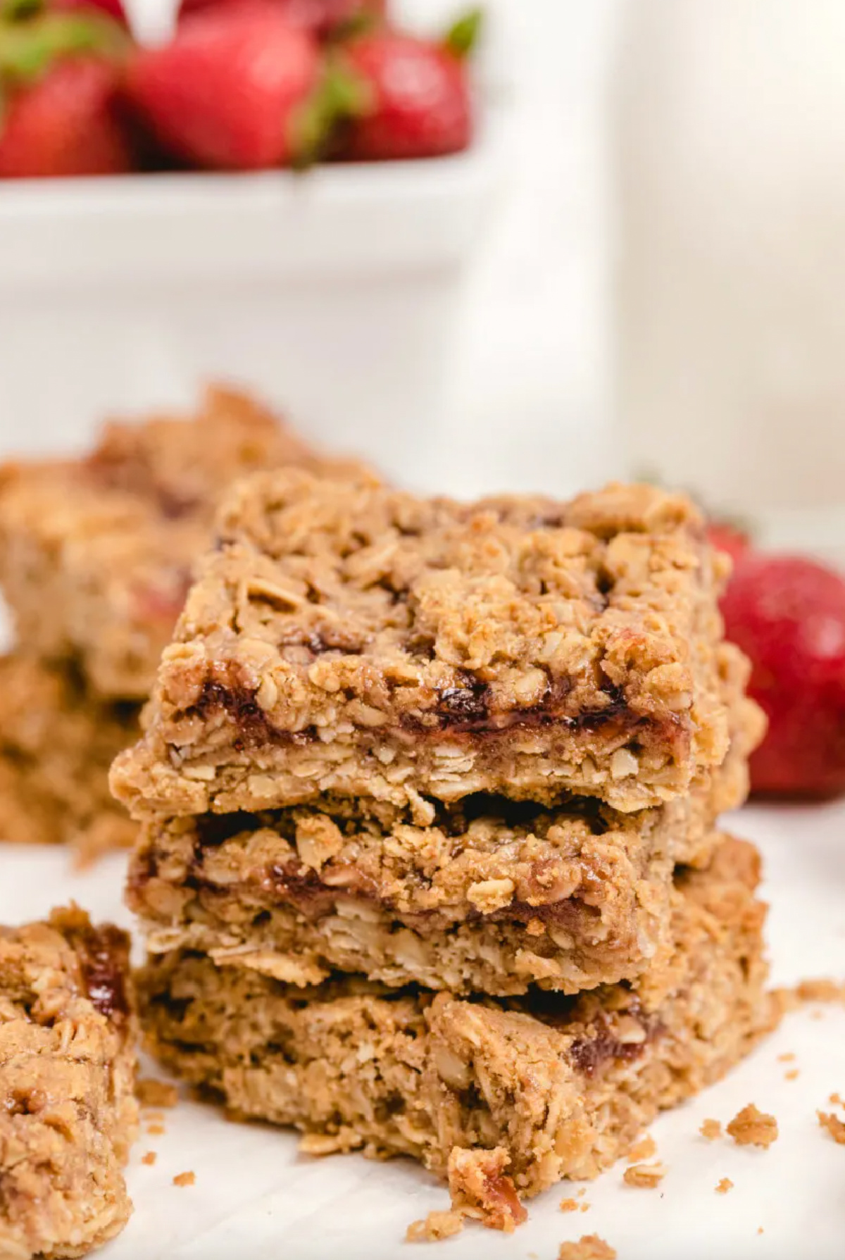 stack of peanut butter and jelly granola bars