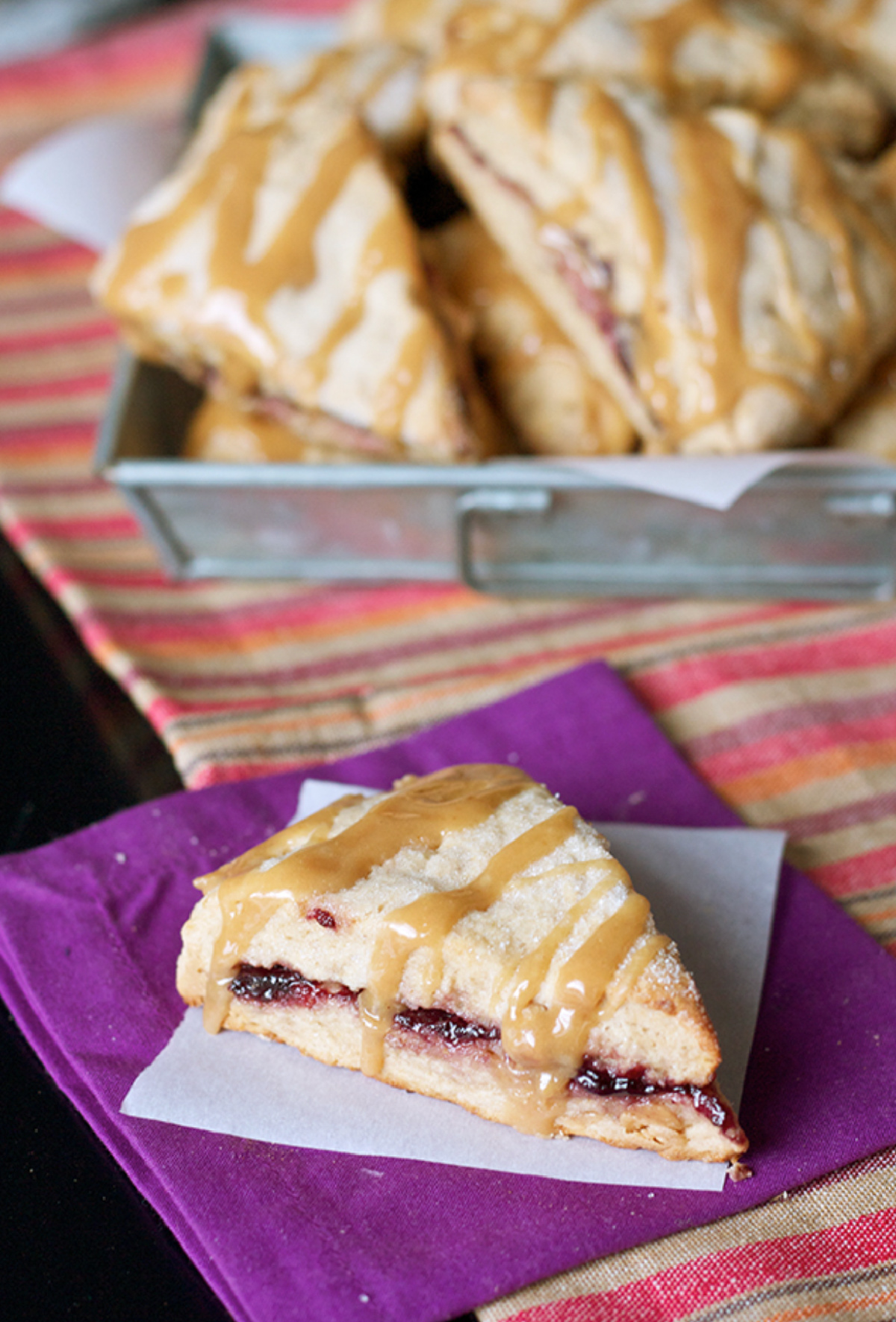 peanut butter and jelly scones with one displayed