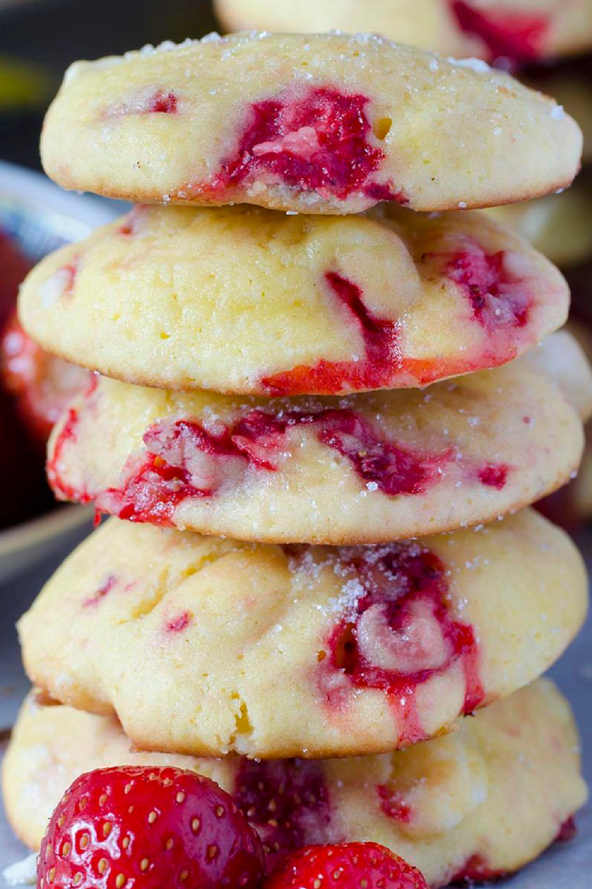 stack of strawberry cookies