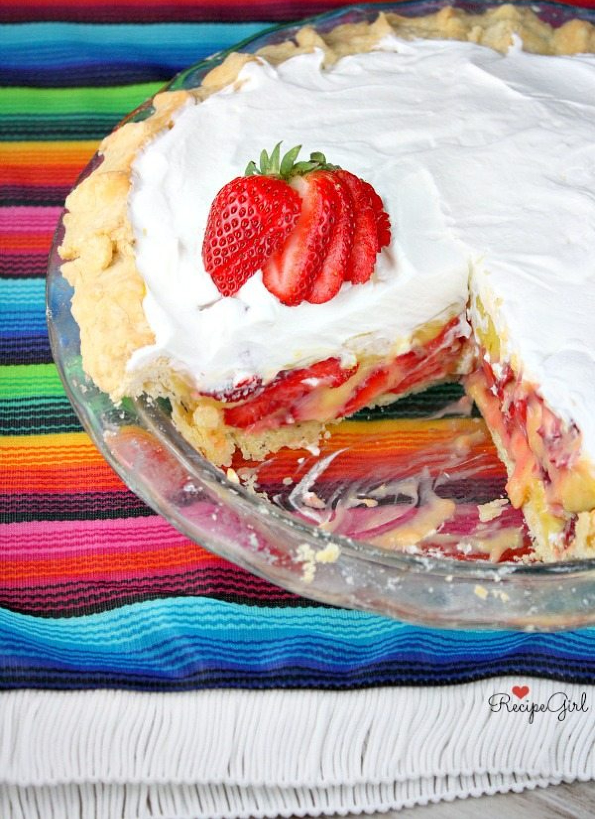 strawberry margarita pie with slice taken out