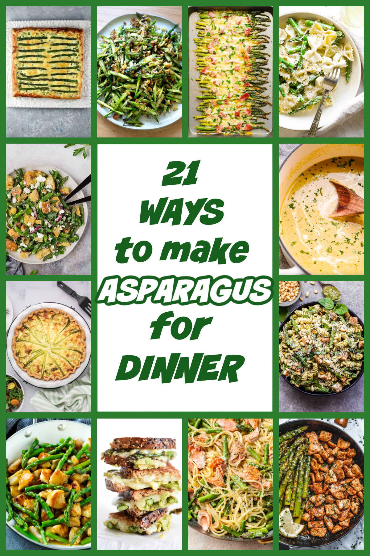 collage of asparagus dinner recipes