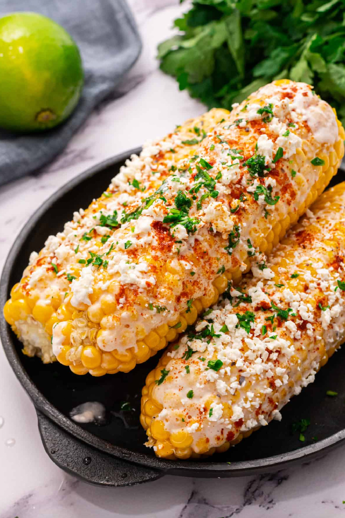 platter of elote mexican street corn