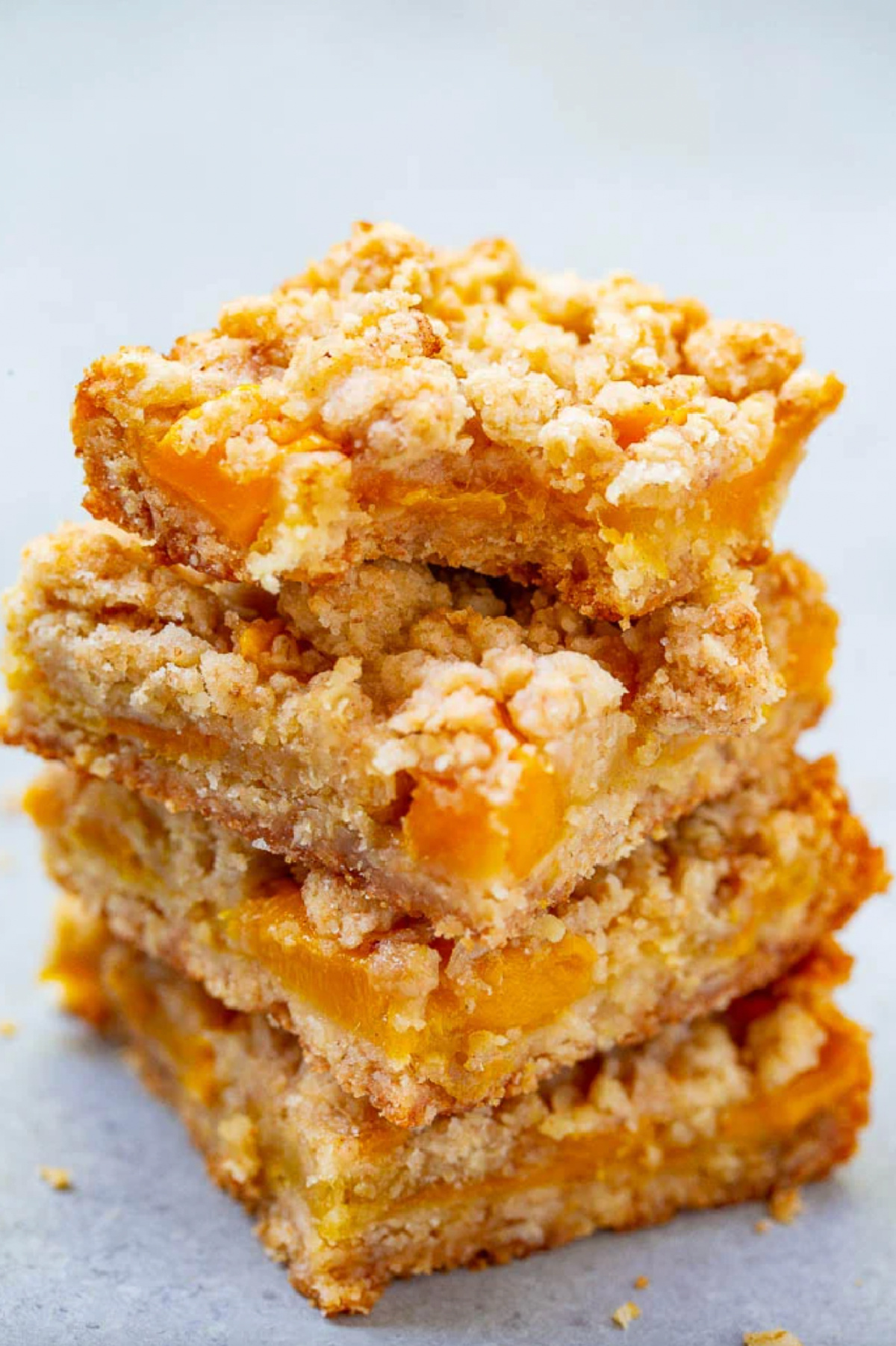 mango oatmeal crumble bars stacked