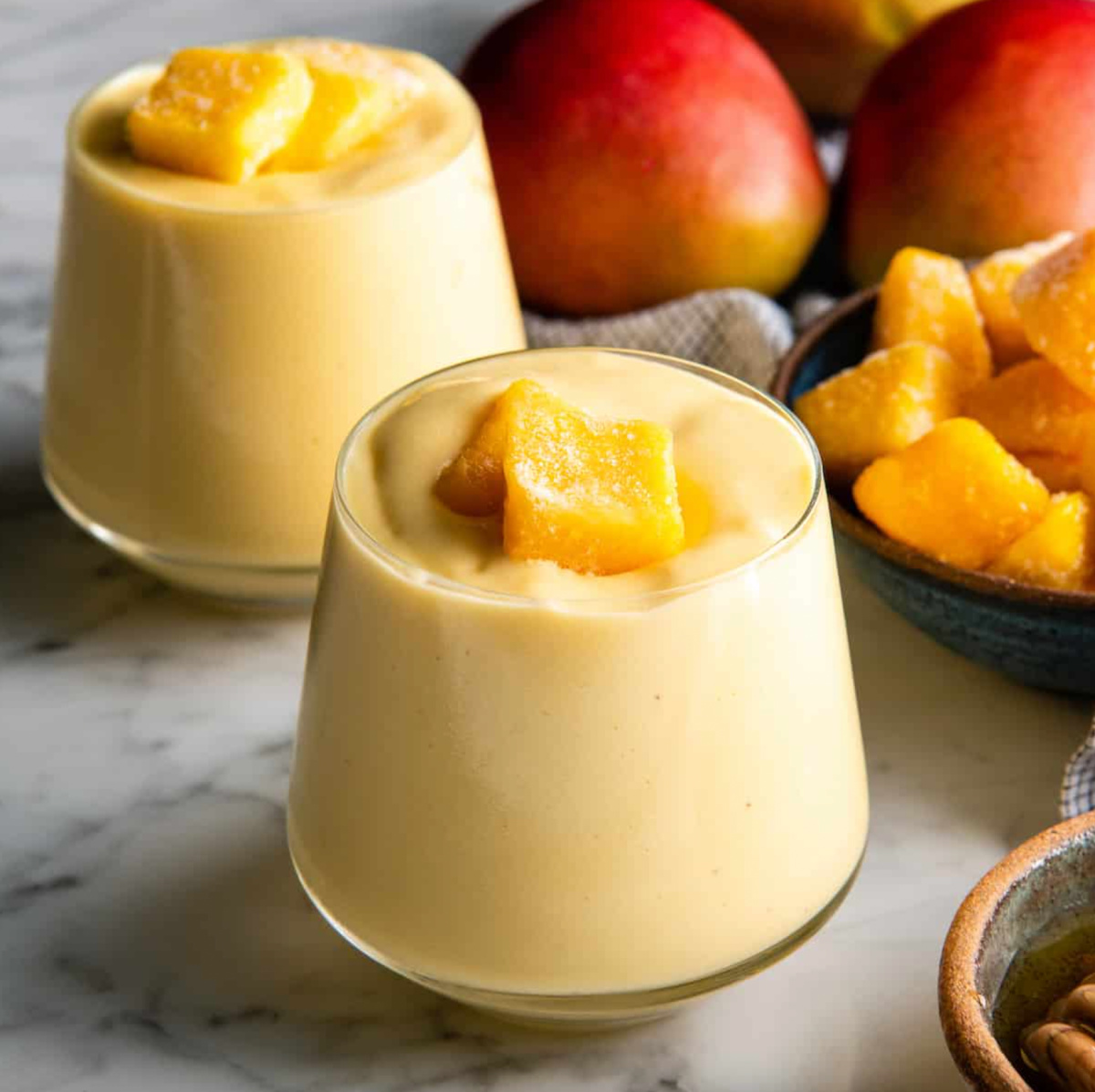 two mango smoothies