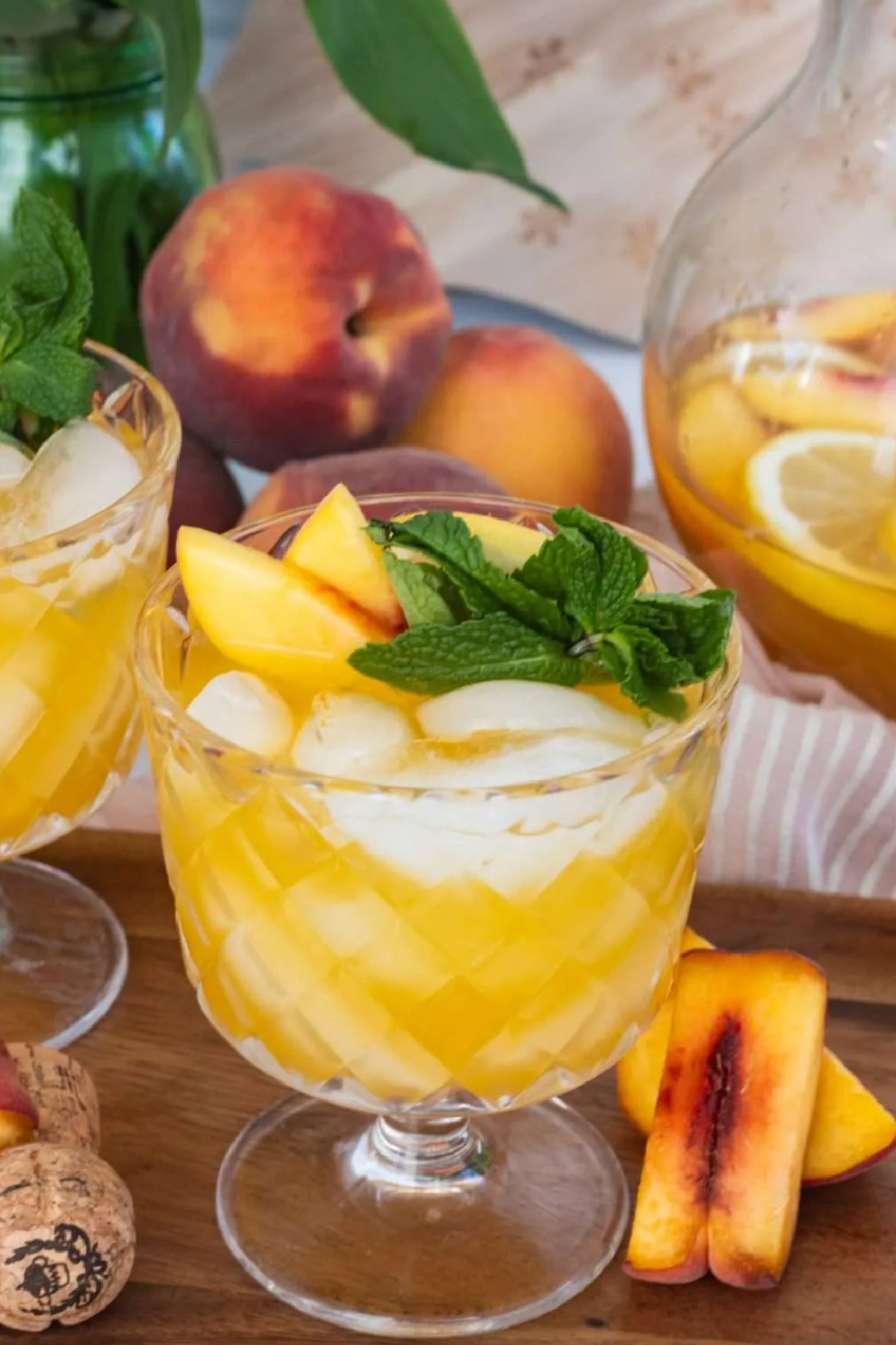 glasses of peach bourbon prosecco punch