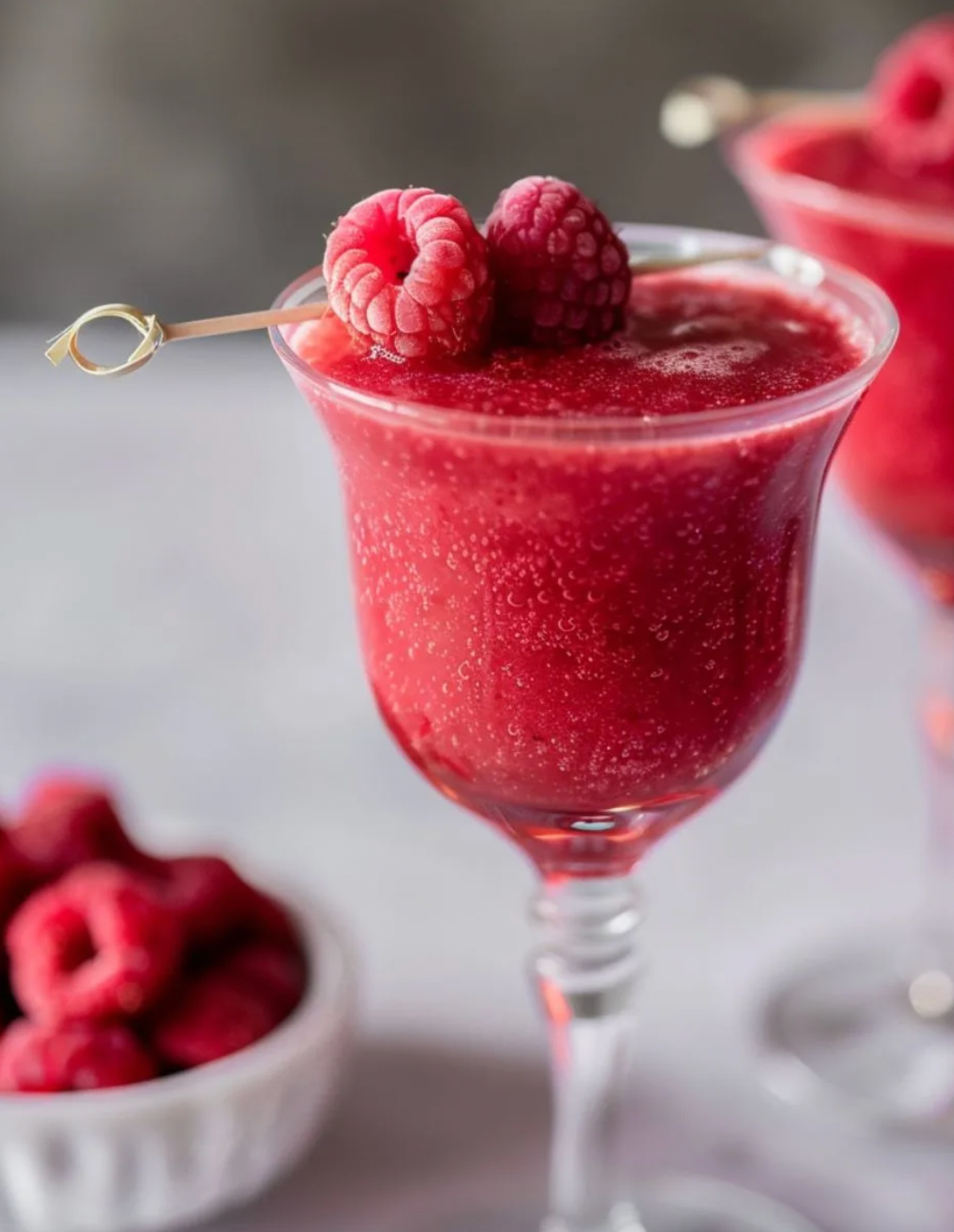 glass of prosecco raspberry slushies