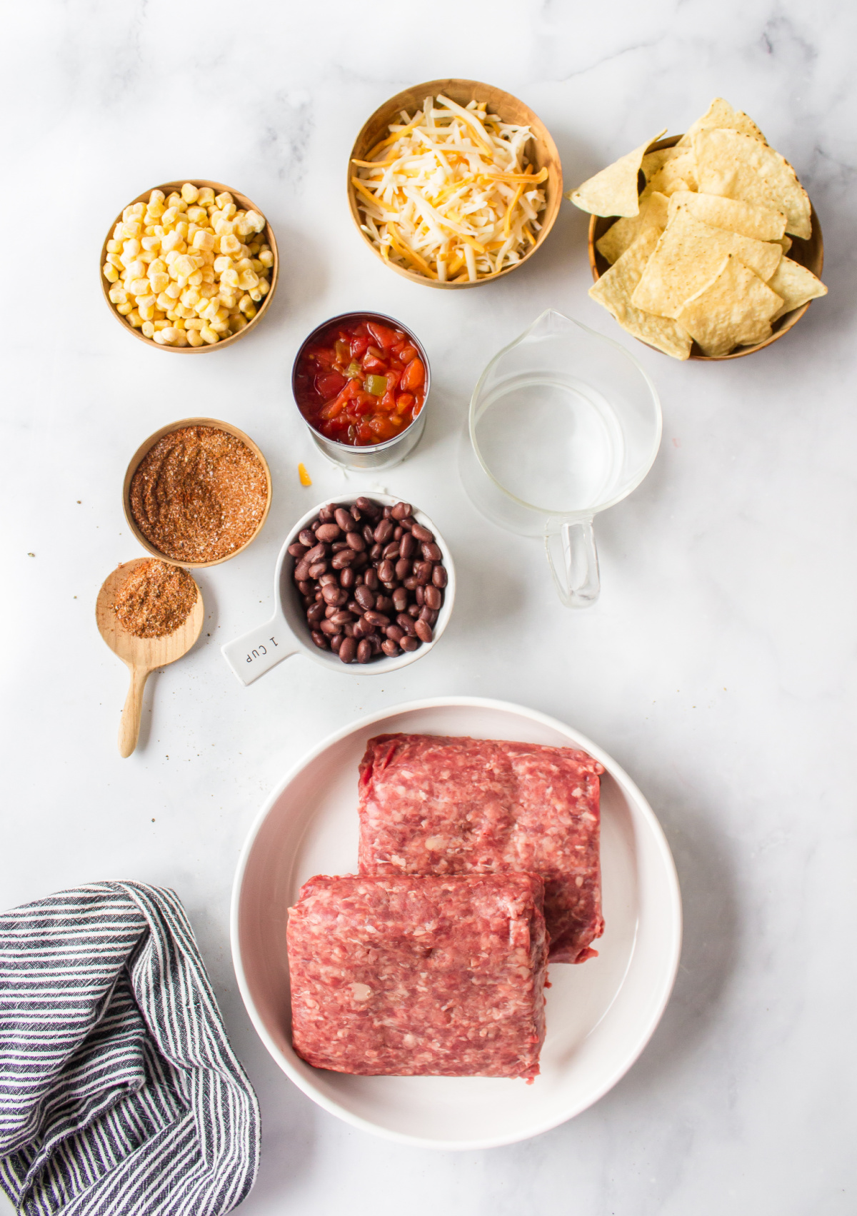 ingredients displayed for making skillet nachos