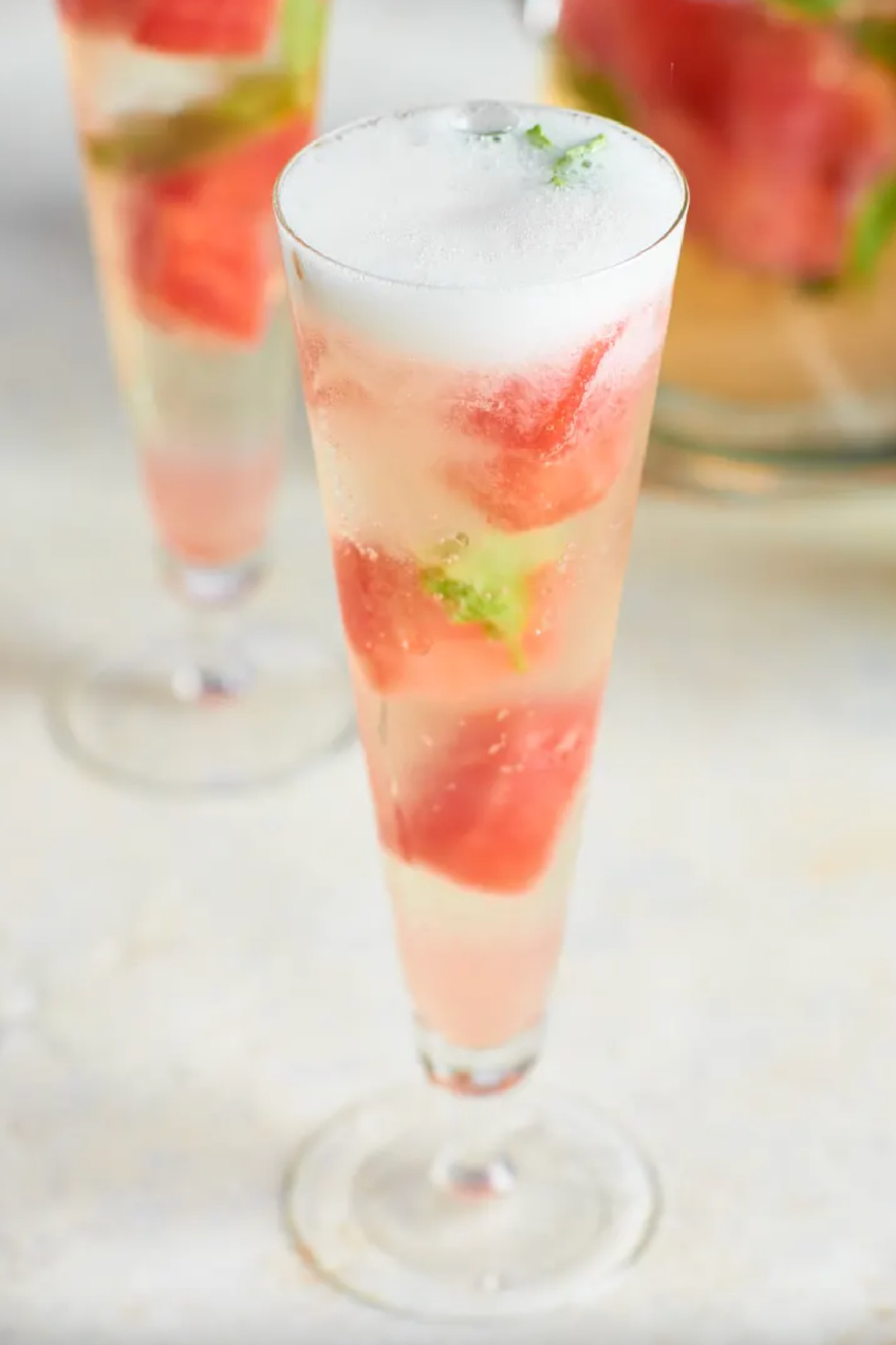 glasses of watermelon prosecco punch