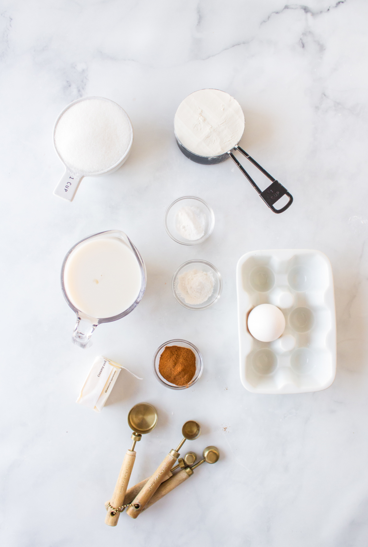 ingredients displayed for making cinnamon swirl bread