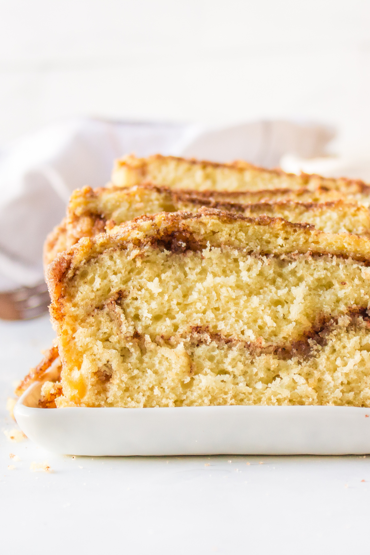 close up cinnamon swirl bread slice