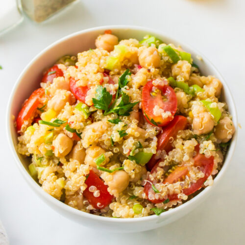 easy quinoa salad in a bowl