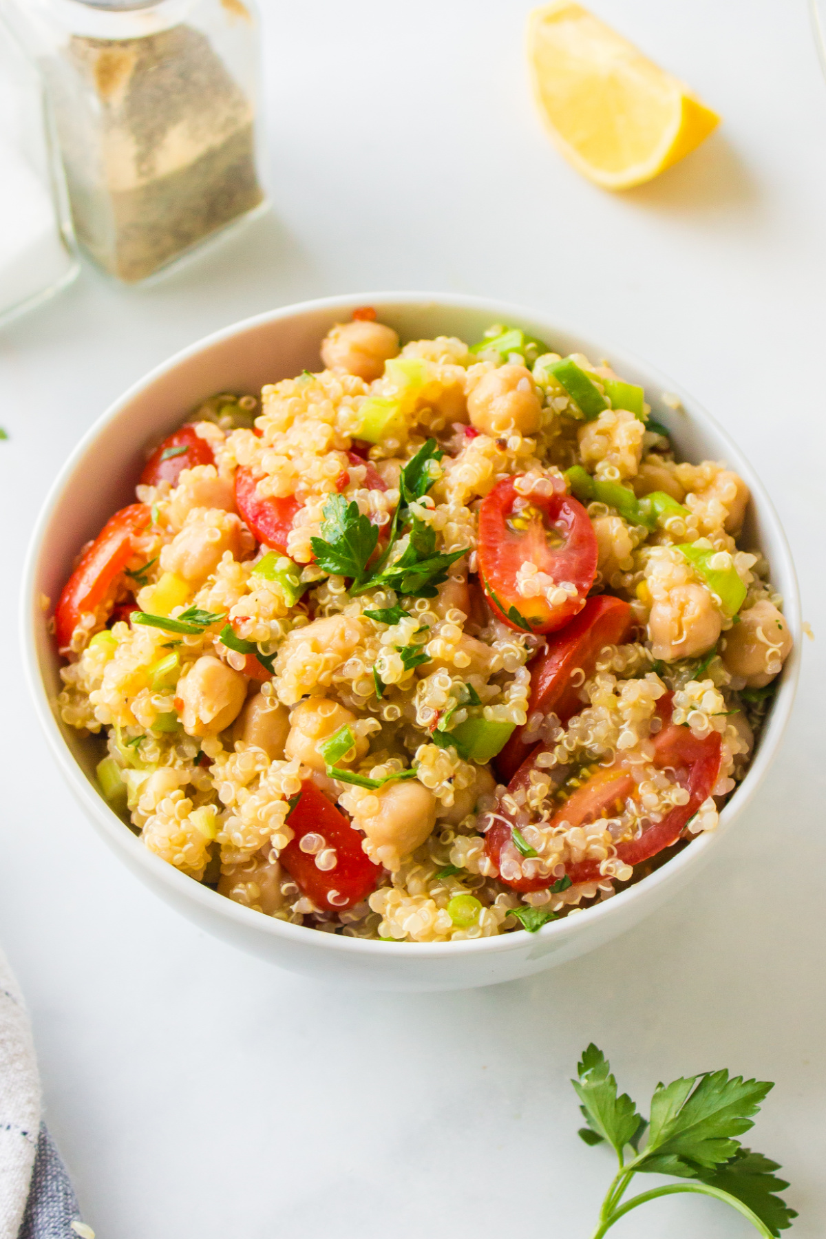 easy quinoa salad in a bowl